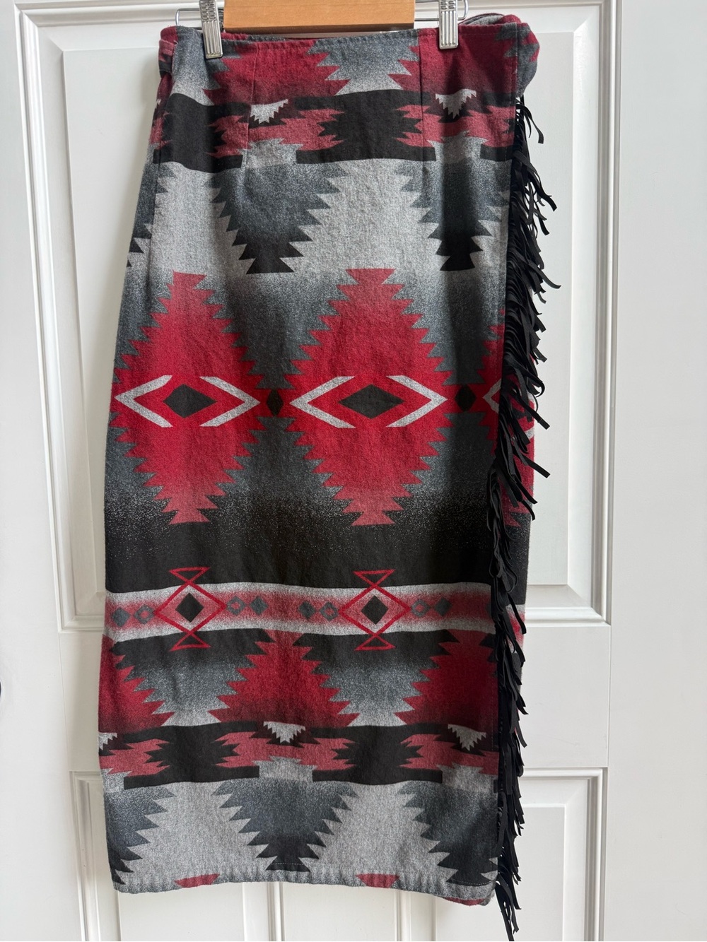 Vintage Woolrich Southwestern Aztec wrap skirt fringe edge Made in USA 80’s